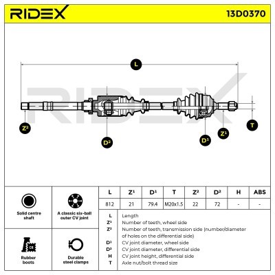Antriebswelle RIDEX 13D0370 13D0370 - foto 7