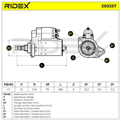Anlasser RIDEX 2S0257 2S0257 - foto 5
