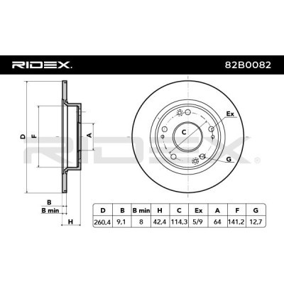 Bremsscheibe RIDEX 82B0082 82B0082 - foto 3