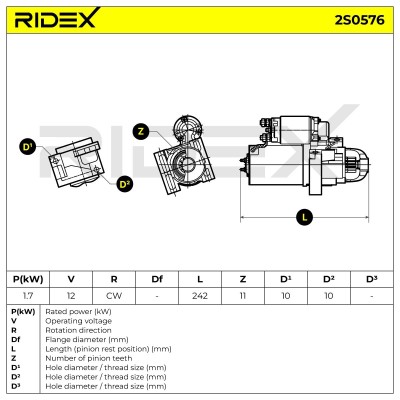 Anlasser RIDEX 2S0576 2S0576 - foto 6