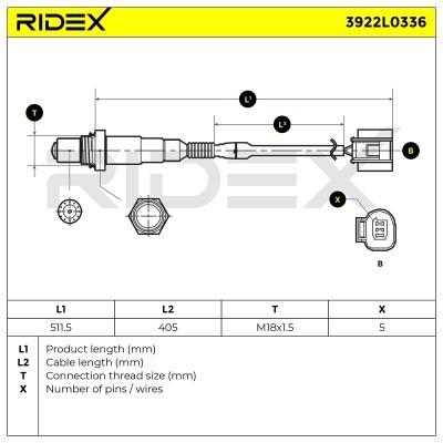 Lambdasonde RIDEX 3922L0336 3922L0336 - foto 6