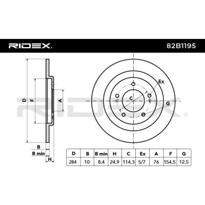 Bremsscheibe RIDEX 82B1195 82B1195 - foto 3