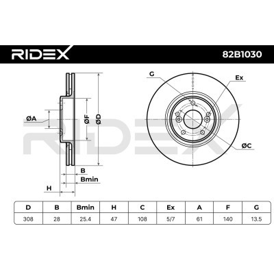Bremsscheibe RIDEX 82B1030 82B1030 - foto 3
