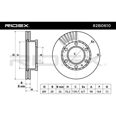 Bremsscheibe RIDEX 82B0610 82B0610 - foto 3