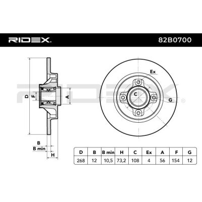 Bremsscheibe RIDEX 82B0700 82B0700 - foto 4
