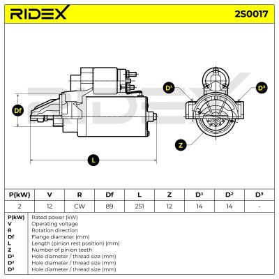 Anlasser RIDEX 2S0017 2S0017 - foto 7