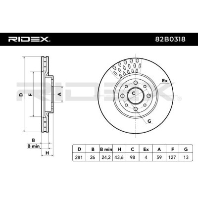 Bremsscheibe RIDEX 82B0318 82B0318 - foto 7