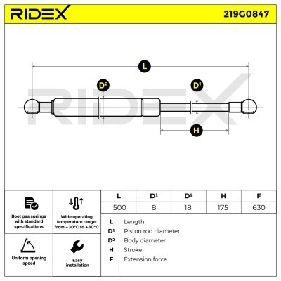 Gasfeder, Koffer-/Laderaum RIDEX 219G0847 219G0847 - foto 5