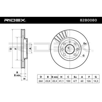 Bremsscheibe RIDEX 82B0080 82B0080 - foto 3