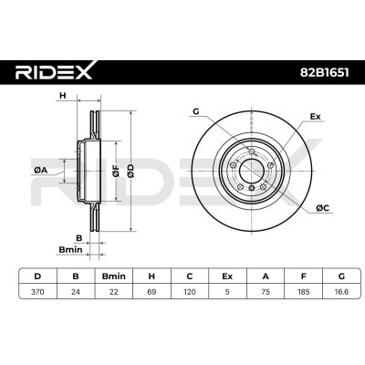 Bremsscheibe RIDEX 82B1651 82B1651 - foto 7