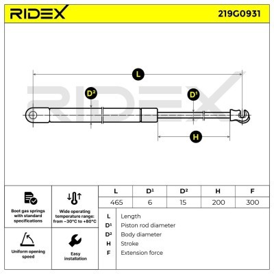 Gasfeder, Koffer-/Laderaum RIDEX 219G0931 219G0931 - foto 6