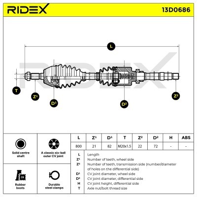 Antriebswelle RIDEX 13D0686 13D0686 - foto 7