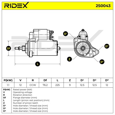 Anlasser RIDEX 2S0043 2S0043 - foto 6