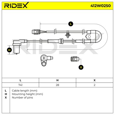 ABS Sensor RIDEX 412W0250 412W0250 - foto 6