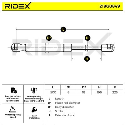 Gasfeder, Koffer-/Laderaum RIDEX 219G0849 219G0849 - foto 12
