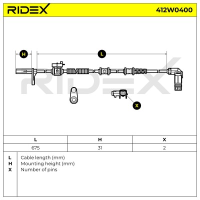 ABS Sensor RIDEX 412W0400 412W0400 - foto 6
