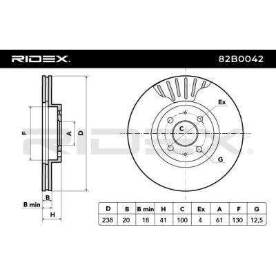Bremsscheibe RIDEX 82B0042 82B0042 - foto 3