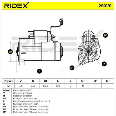 Anlasser RIDEX 2S0191 2S0191 - foto 6