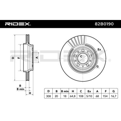 Bremsscheibe RIDEX 82B0190 82B0190 - foto 4