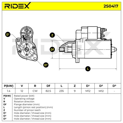 Anlasser RIDEX 2S0417 2S0417 - foto 6