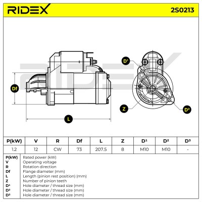Anlasser RIDEX 2S0213 2S0213 - foto 7