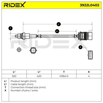 Lambdasonde RIDEX 3922L0402 3922L0402 - foto 6