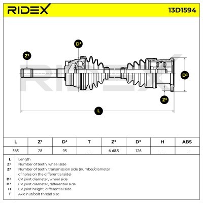Antriebswelle RIDEX 13D1594 13D1594 - foto 7