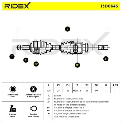 Antriebswelle RIDEX 13D0645 13D0645 - foto 7