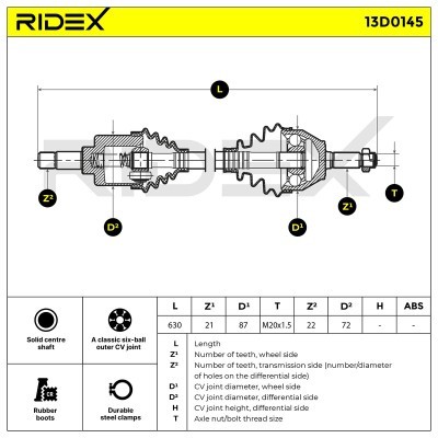 Antriebswelle RIDEX 13D0145 13D0145 - foto 5