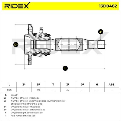 Antriebswelle RIDEX 13D0482 13D0482 - foto 7
