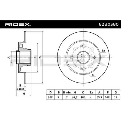 Bremsscheibe RIDEX 82B0380 82B0380 - foto 5