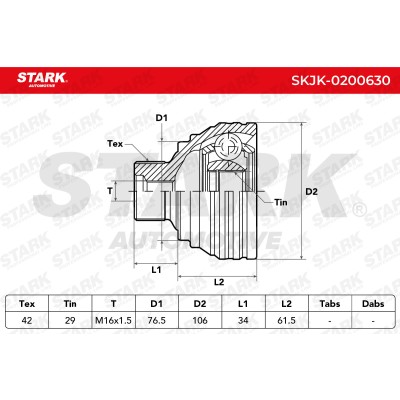 Gelenksatz, Antriebswelle Stark SKJK-0200630 SKJK-0200630 - foto 4