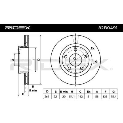 Bremsscheibe RIDEX 82B0491 82B0491 - foto 6