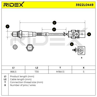 Lambdasonde RIDEX 3922L0449 3922L0449 - foto 5