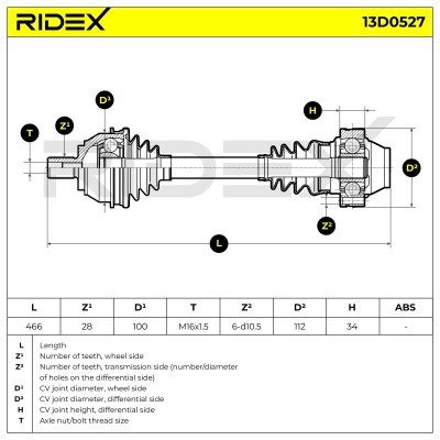 Antriebswelle RIDEX 13D0527 13D0527 - foto 7