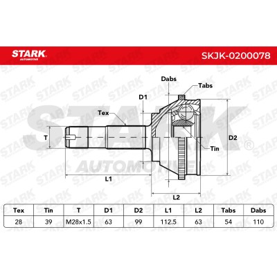 Gelenksatz, Antriebswelle Stark SKJK-0200078 SKJK-0200078 - foto 6