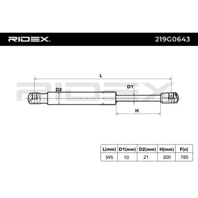 Gasfeder, Koffer-/Laderaum RIDEX 219G0643 219G0643 - foto 6