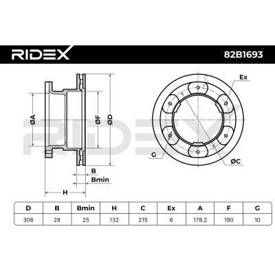 Bremsscheibe RIDEX 82B1693 82B1693 - foto 6