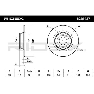 Bremsscheibe RIDEX 82B1427 82B1427 - foto 6