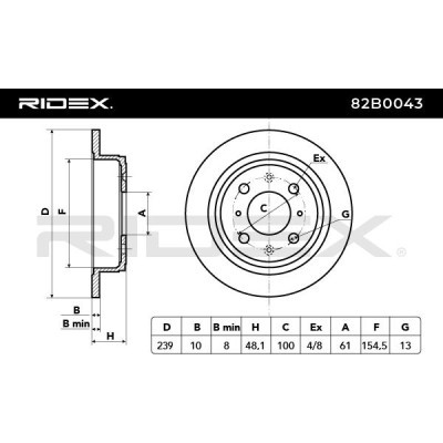 Bremsscheibe RIDEX 82B0043 82B0043 - foto 3