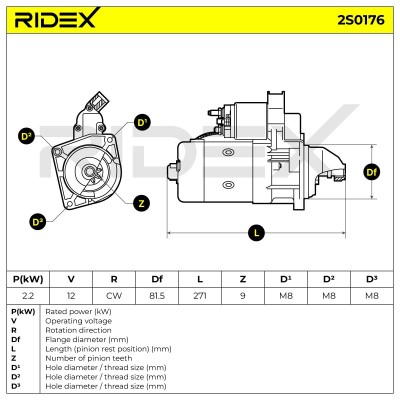 Anlasser RIDEX 2S0176 2S0176 - foto 7