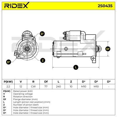 Anlasser RIDEX 2S0435 2S0435 - foto 7
