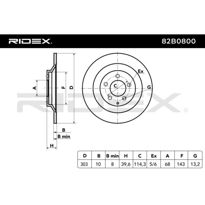 Bremsscheibe RIDEX 82B0800 82B0800 - foto 8