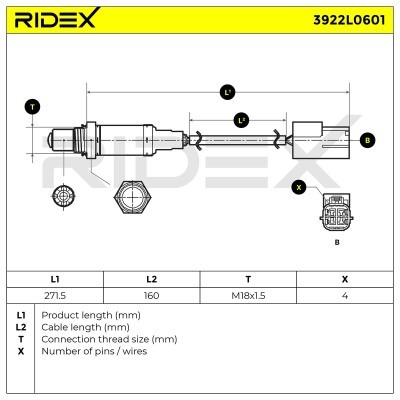 Lambdasonde RIDEX 3922L0601 3922L0601 - foto 6
