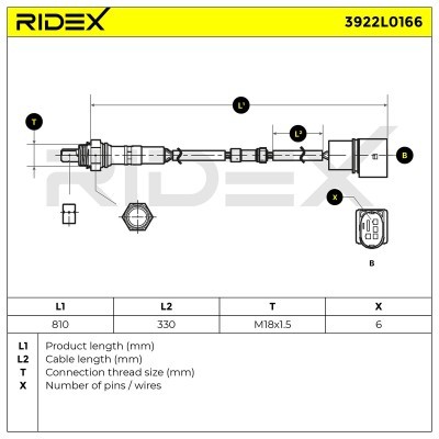 Lambdasonde RIDEX 3922L0166 3922L0166 - foto 6