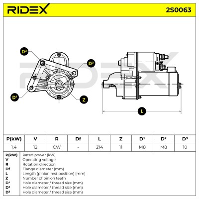 Anlasser RIDEX 2S0063 2S0063 - foto 7