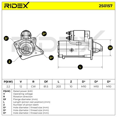 Anlasser RIDEX 2S0157 2S0157 - foto 6