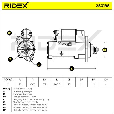 Anlasser RIDEX 2S0198 2S0198 - foto 7