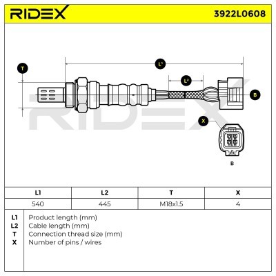 Lambdasonde RIDEX 3922L0608 3922L0608 - foto 6