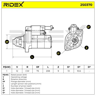 Anlasser RIDEX 2S0370 2S0370 - foto 7